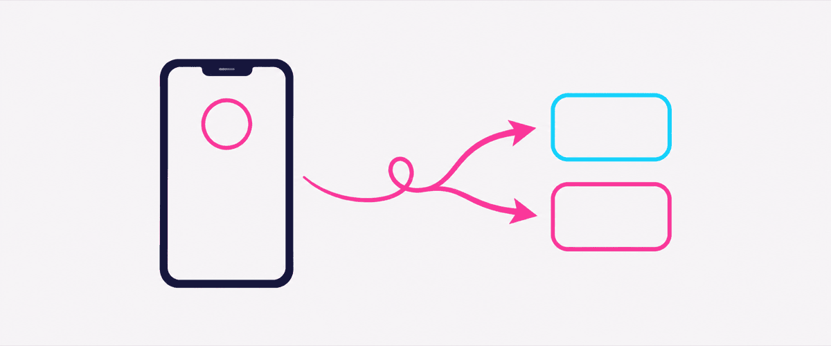 スマホのプロフィールからLINEと予約ボタンへ導線が伸びるイラスト