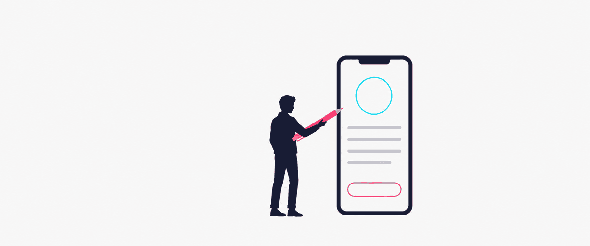 スマホのプロフィール画面を整えているイラスト