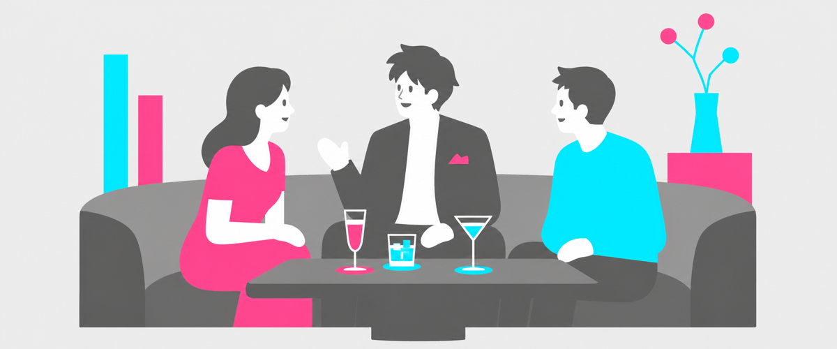 ホストの人柄と卓の空気を短い動画で切り取るイラスト