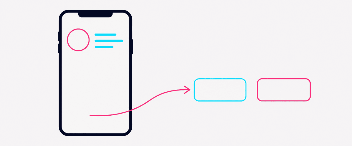 プロフィールからLINEと予約ボタンへ導線が伸びるイラスト
