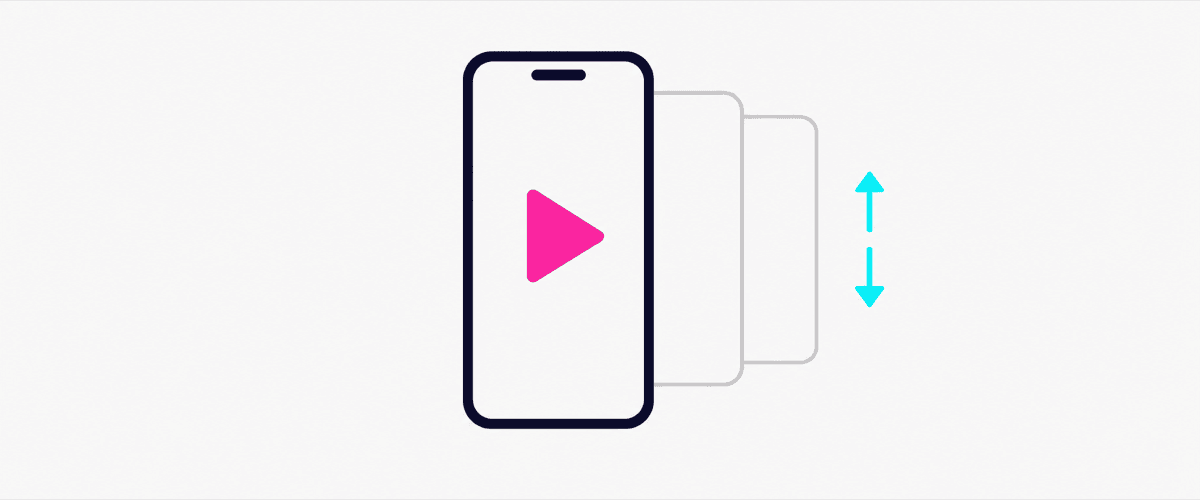 縦型スマホで短尺リール動画が再生されるイラスト
