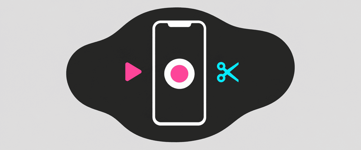 スマホ1台とアプリだけで動画が完結することを示すフラットイラスト