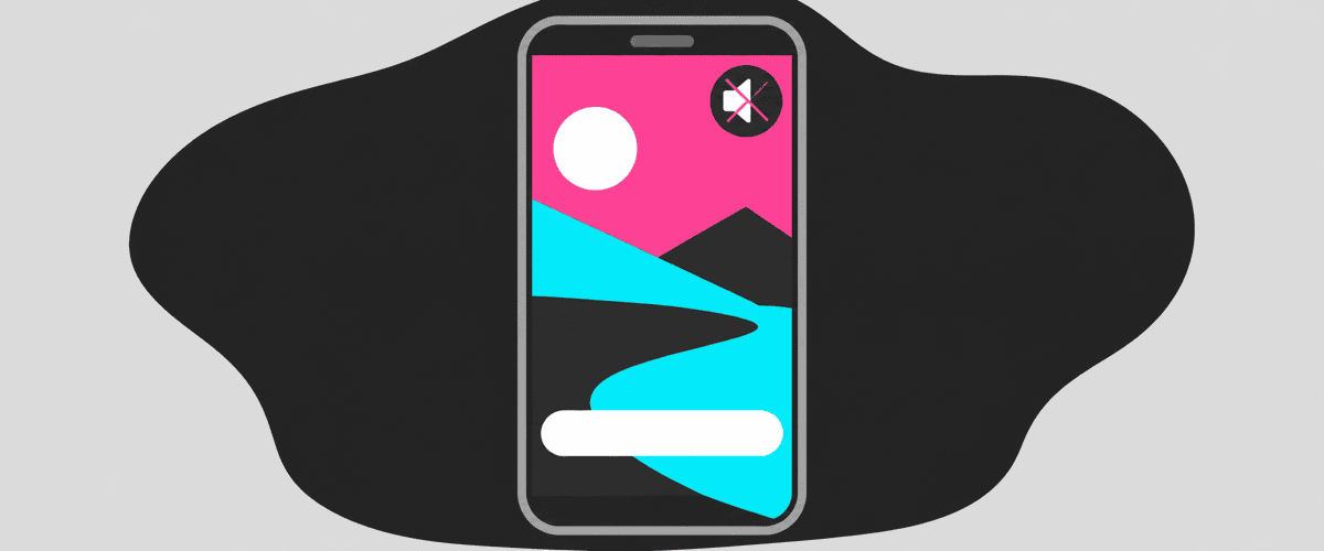 縦型スマホ画面の下部に白いテロップ帯が乗るフラットイラスト