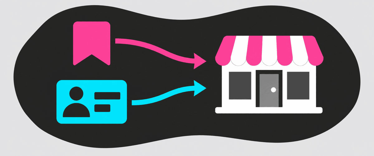 保存とプロフィール表示が来店につながるフラットイラスト