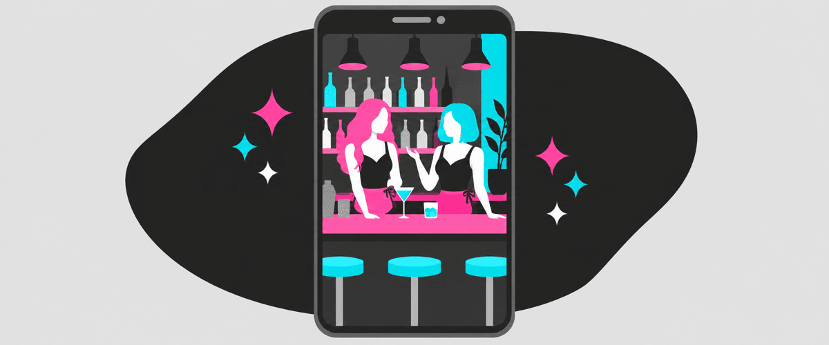SNSで店の空気とスタッフの雰囲気が動画で伝わるフラットイラスト