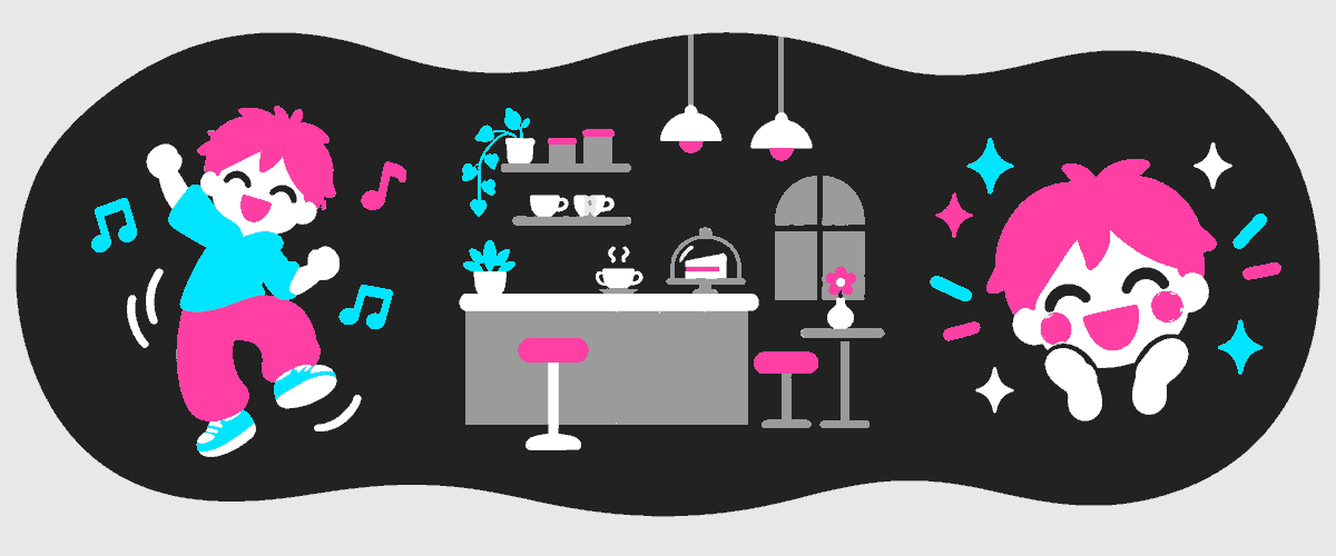 ダンスや店内の空気やおもしろ動画がバズるフラットイラスト
