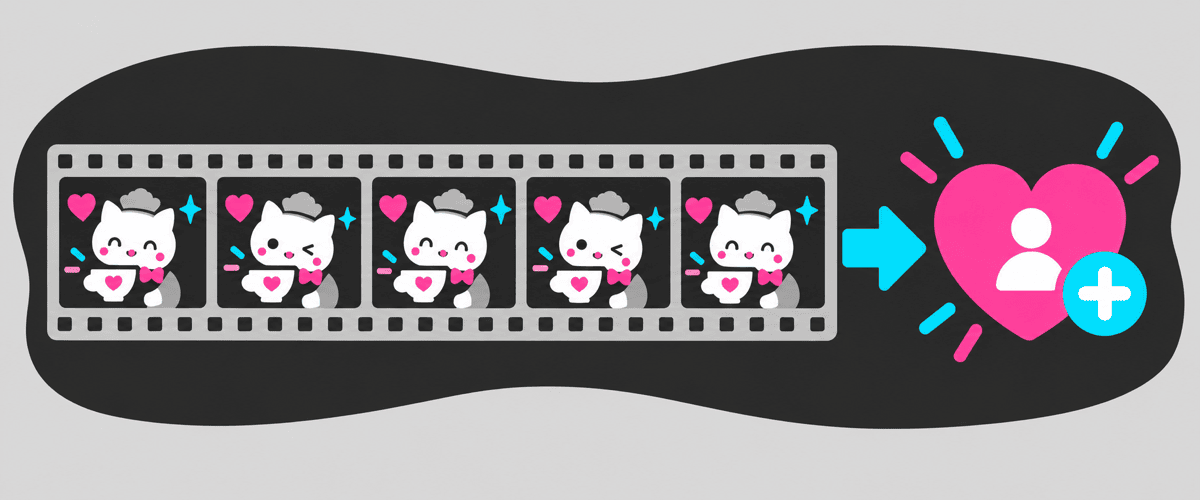シリーズ化した動画で続きを見せフォローにつなぐフラットイラスト