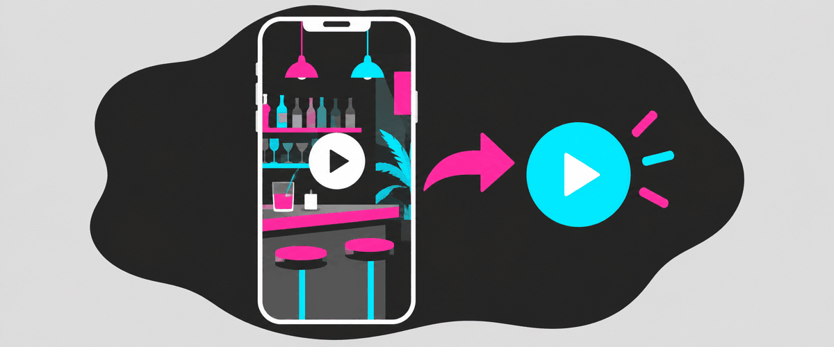 リールで店の空気を動画で見せてTikTokにも出すフラットイラスト