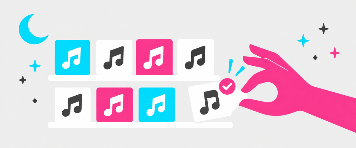 商用OKの音源をライブラリから選ぶフラットイラスト