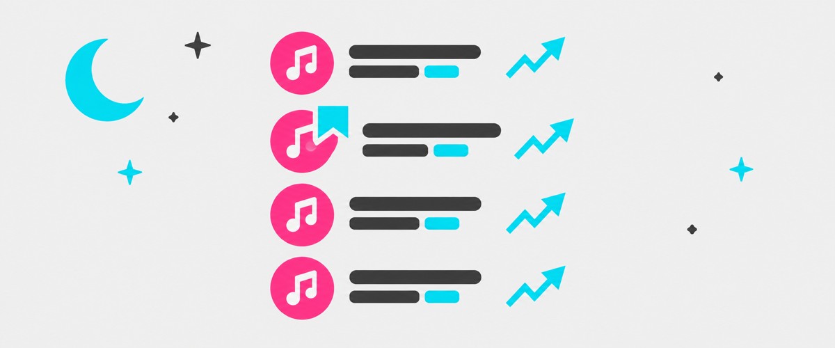 流行りの音源を見つけて保存するフラットイラスト